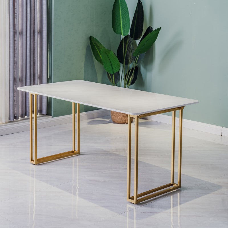 Mesa de comedor con pedestal doble, muebles rectangulares de lujo tradicionales