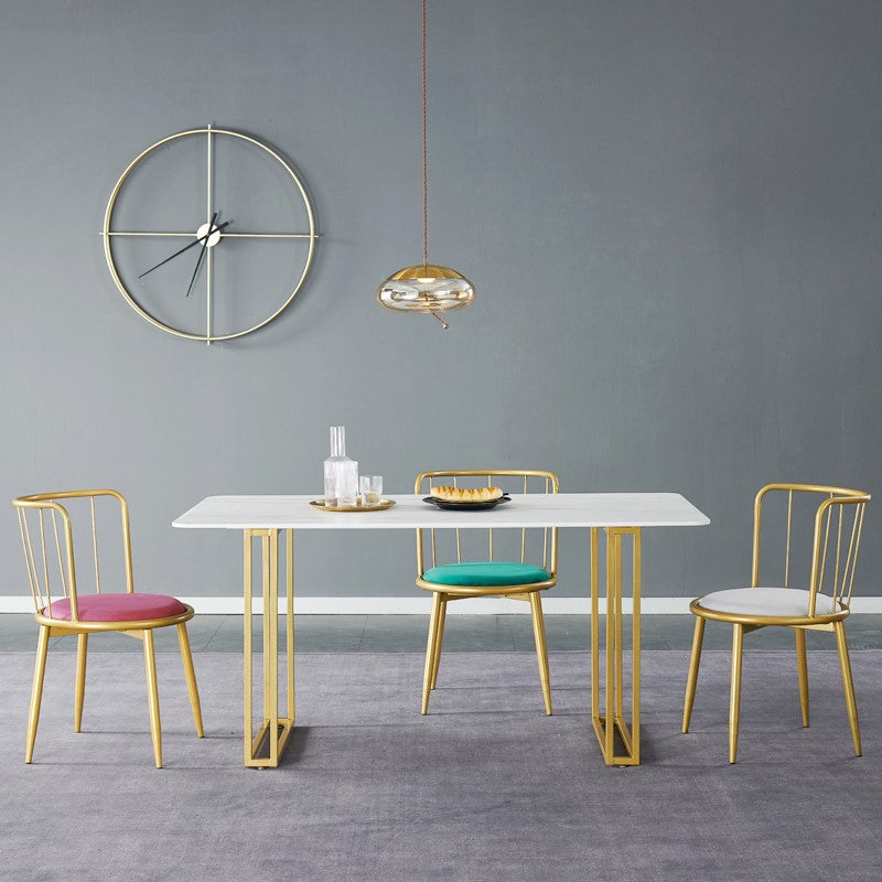 Mesa de comedor con pedestal doble, muebles rectangulares de lujo tradicionales