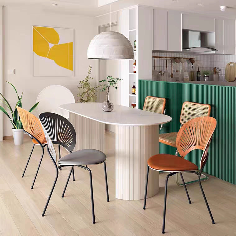Oval Shape Simplicity Dining Table Fixed Table with Pinewood Solid Wood
