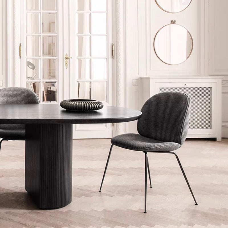 Oval Shape Simplicity Dining Table Fixed Table with Pinewood Solid Wood