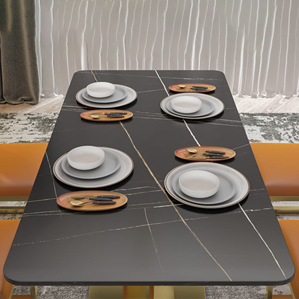 Table à manger en pierre frittée Guéridon de luxe traditionnel avec cadre doré
