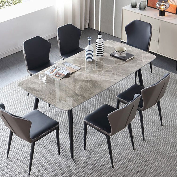 Industrial Style Dining Site Table Rectangle Stone Furniture with 4 Legs