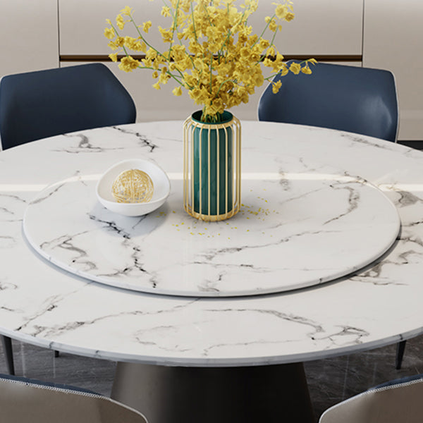 Round Pedestal Dining Site Table Contemporary Dinner Table with Turntable
