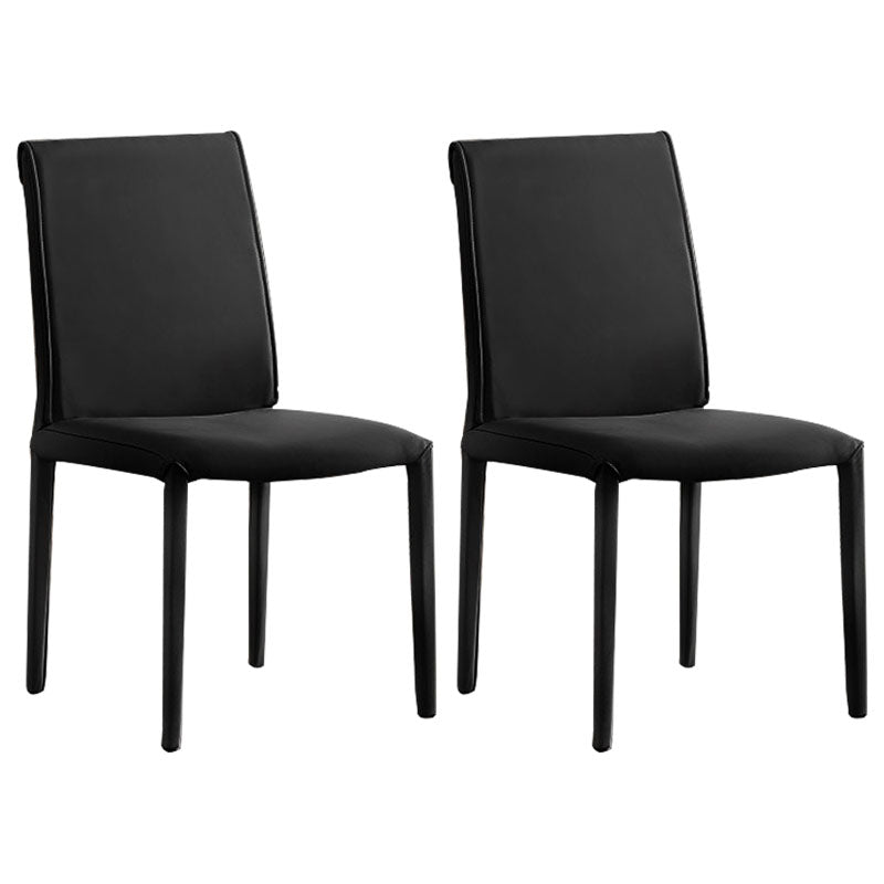 Silla lateral de cuero para el hogar, estilo diseñador, acabado mate, respaldo sólido, silla de comedor