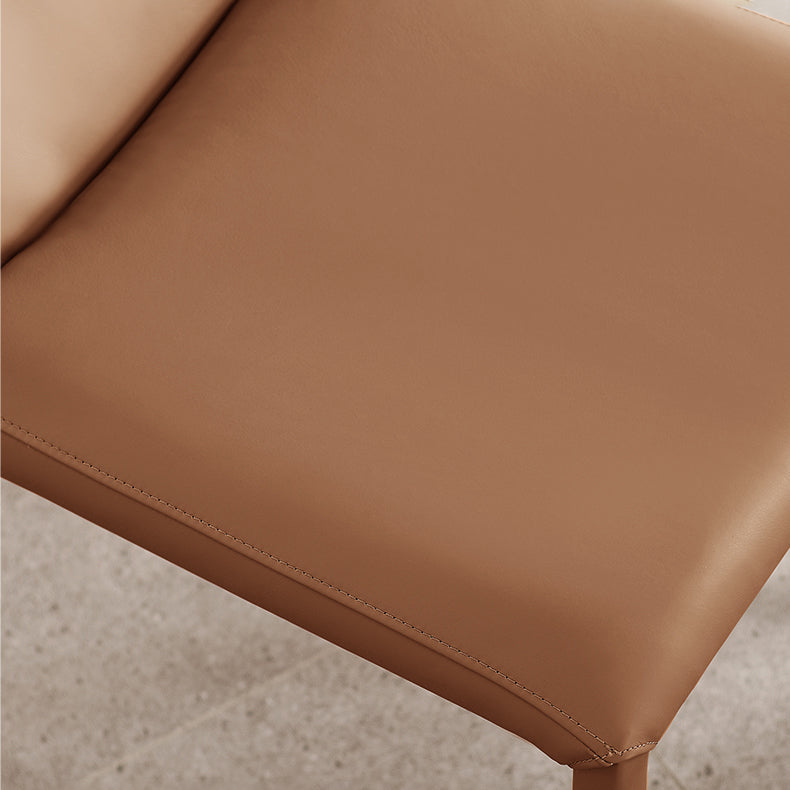 Silla lateral de cuero para el hogar, estilo diseñador, acabado mate, respaldo sólido, silla de comedor