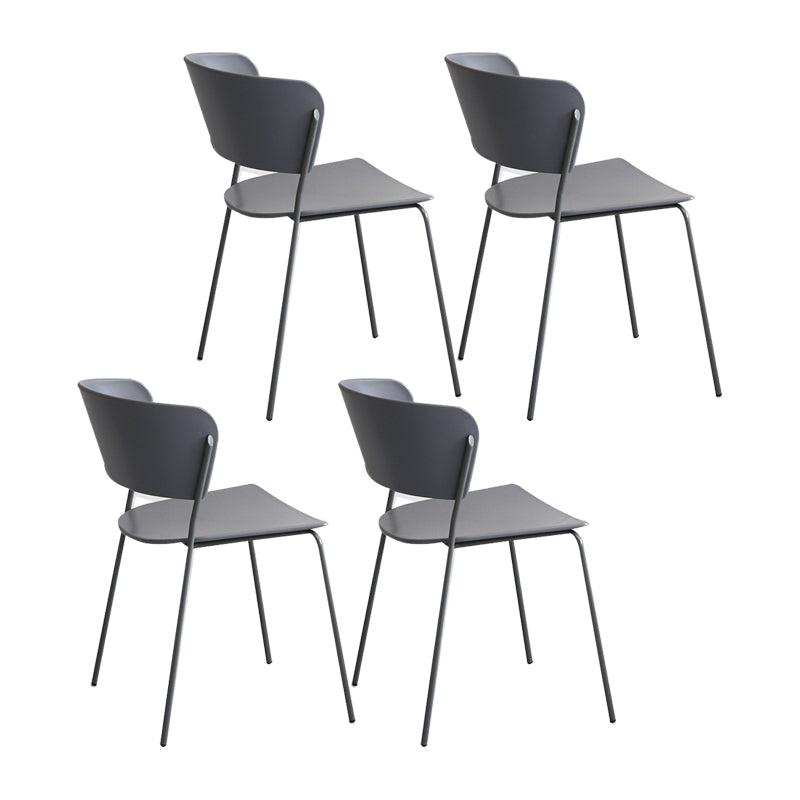Silla lateral escandinava de plástico para interiores y exteriores, silla con respaldo abierto