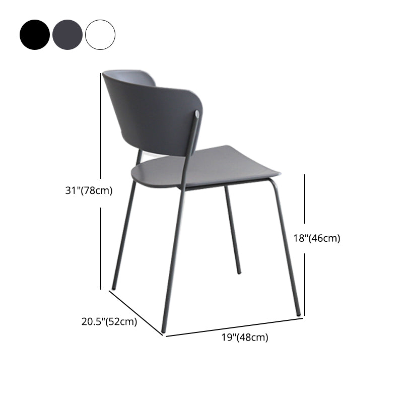 Silla lateral escandinava de plástico para interiores y exteriores, silla con respaldo abierto