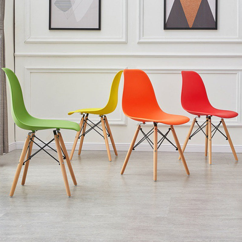 Wood Scandinavian Indoor-Outdoor Chair Solid Back Side Chair