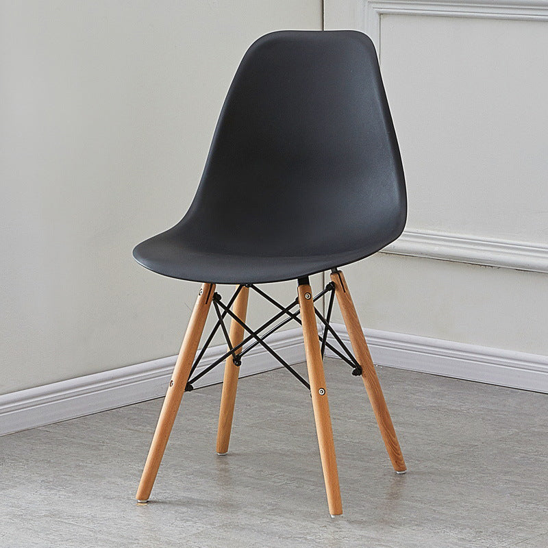 Wood Scandinavian Indoor-Outdoor Chair Solid Back Side Chair