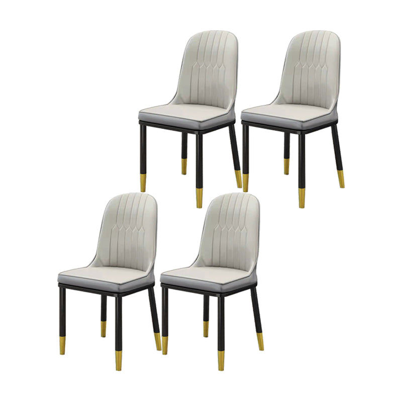 Silla de comedor sin brazos con respaldo sólido de comedor de cuero de PU de estilo escandinavo