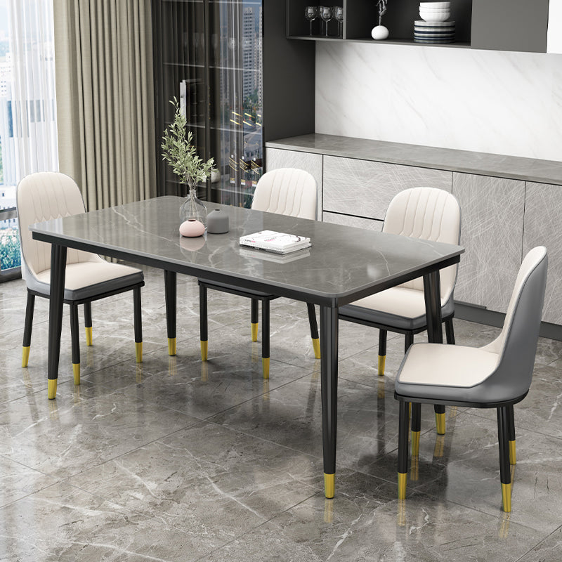 Silla de comedor sin brazos con respaldo sólido de comedor de cuero de PU de estilo escandinavo