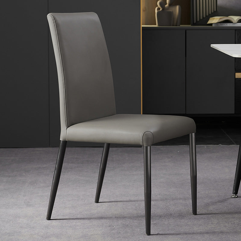 Sillas laterales de comedor con respaldo sólido de diseño industrial, sillas de comedor de piel sintética