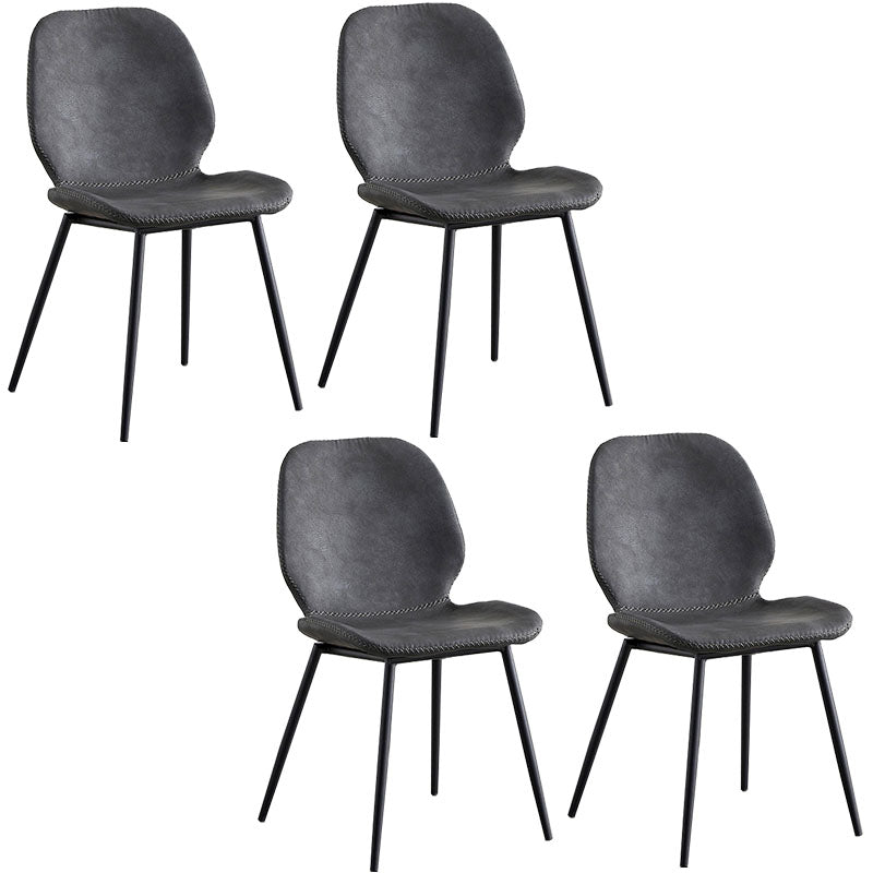 Sillas de comedor de metal contemporáneo, sillas laterales sin brazos con respaldo lateral para cocina