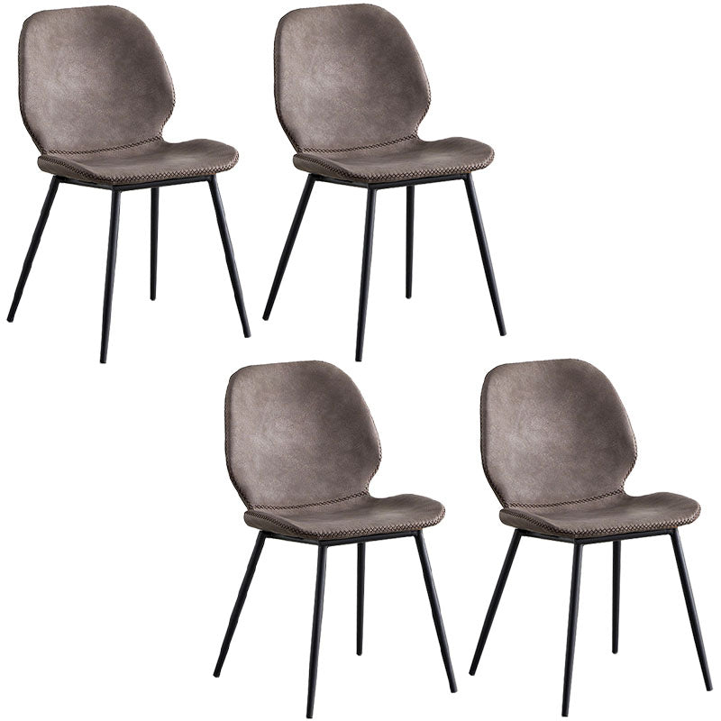 Sillas de comedor de metal contemporáneo, sillas laterales sin brazos con respaldo lateral para cocina