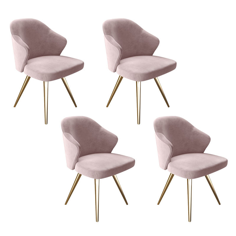 Silla de comedor de metal Glam, sillas laterales tapizadas para uso doméstico