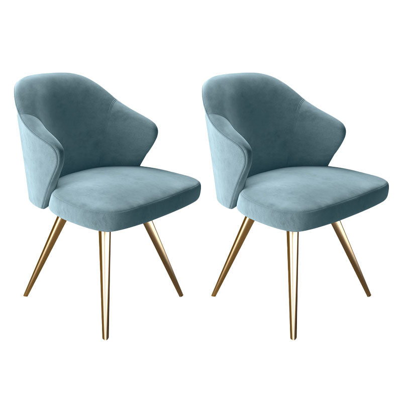 Silla de comedor de metal Glam, sillas laterales tapizadas para uso doméstico