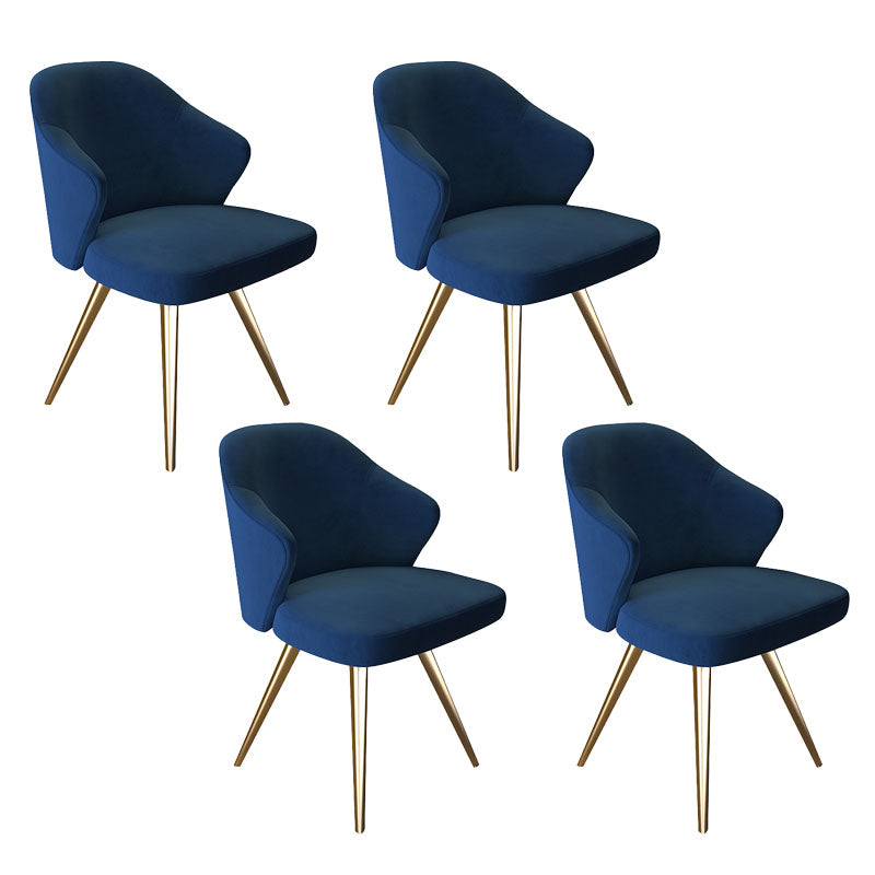 Silla de comedor de metal Glam, sillas laterales tapizadas para uso doméstico