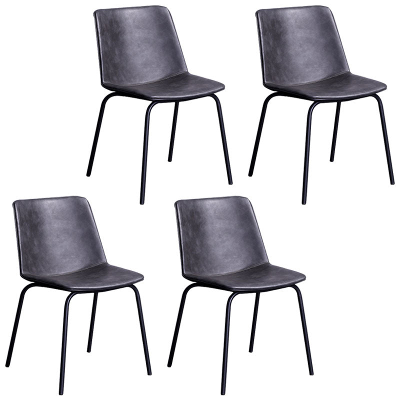 Silla de comedor con acabado mate de cuero de silla lateral con respaldo sólido de hotel contemporáneo