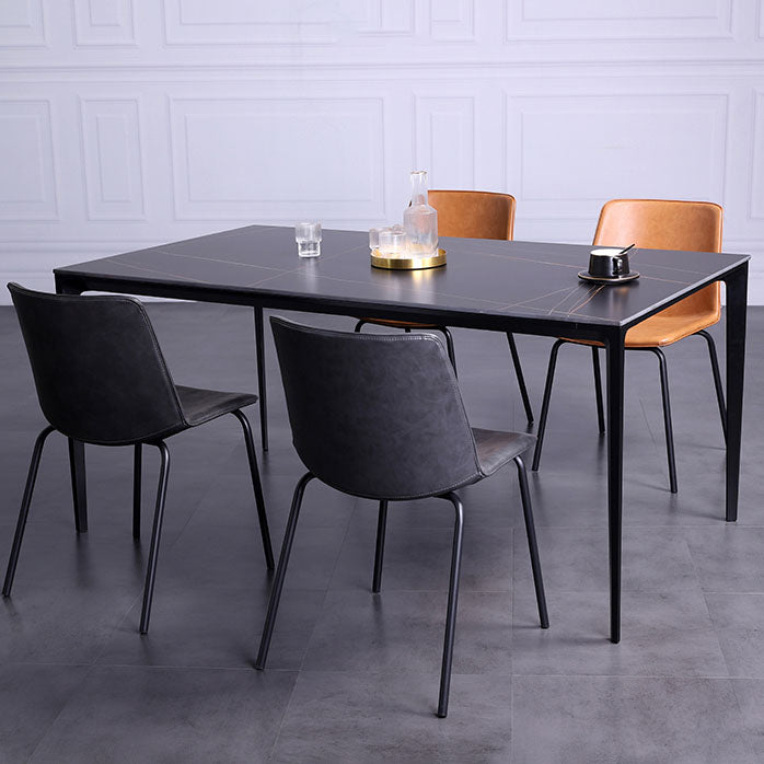 Silla de comedor con acabado mate de cuero de silla lateral con respaldo sólido de hotel contemporáneo