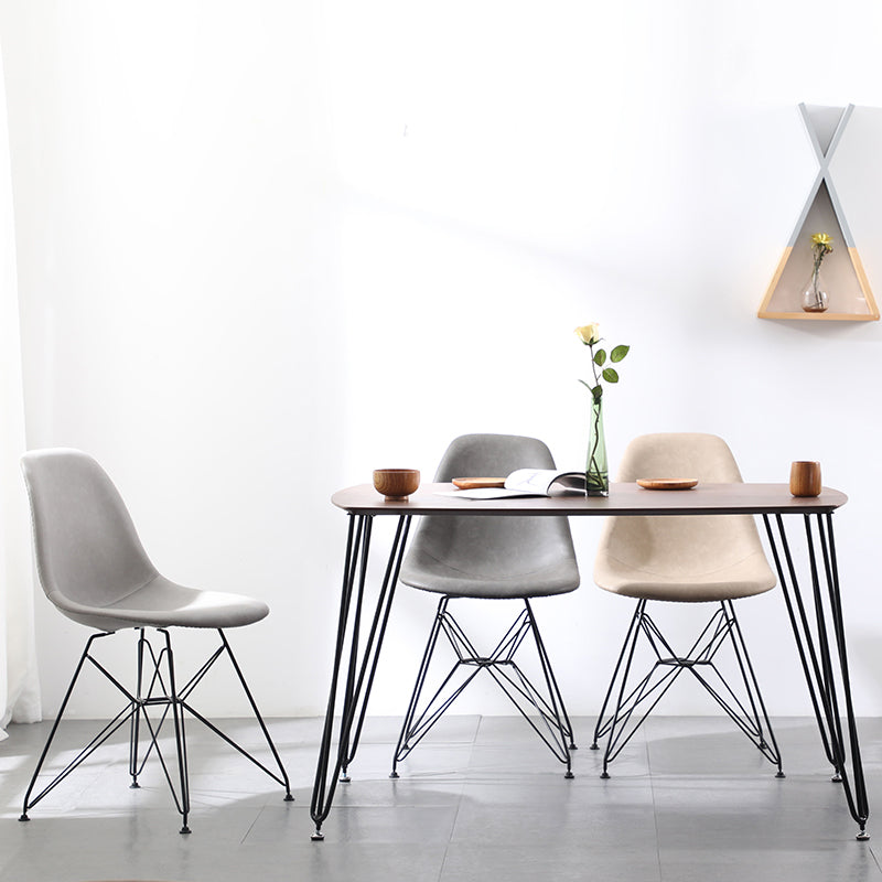 Design industriale in pelle sedia da sala da pranzo senza braccio sedia da pranzo solido