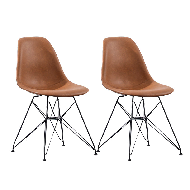 Design industriale in pelle sedia da sala da pranzo senza braccio sedia da pranzo solido
