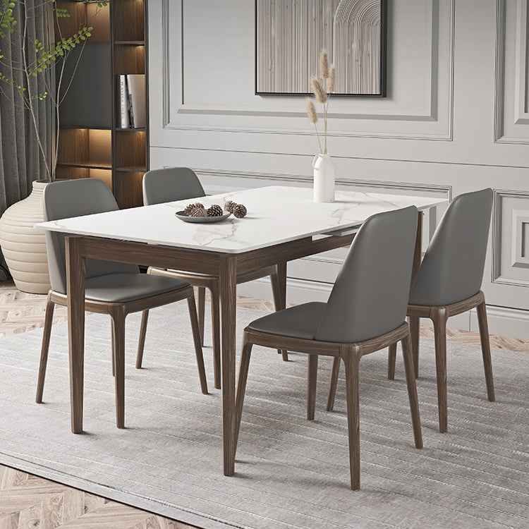 Nordic Extendable 1/4/5/7 Pieces Dining Set Sintered Stone Table with Leather Chairs