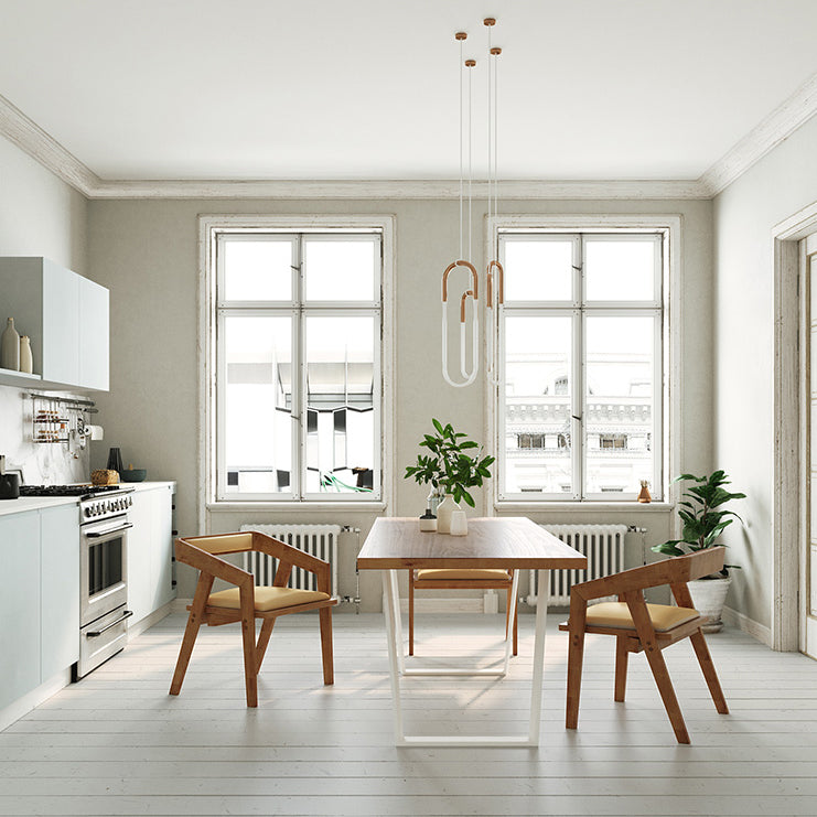 1/2/3/4 Pcs Pine Wood Industrial Dining Set with Rectangle Table Dinette Set