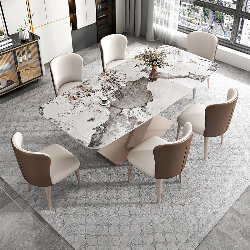 Glam 1/4/5/7 Pieces Dining Set Sintered Stone Dining Table Set with Pedestal Base