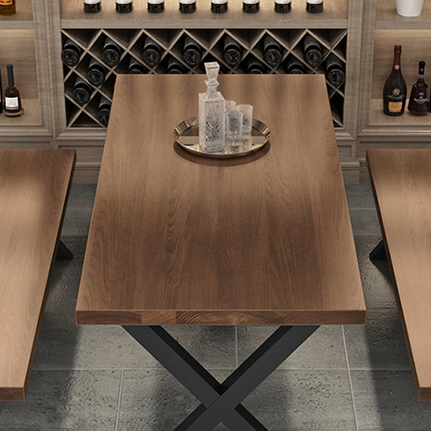 1/3/4/5 Pcs Metal Industrial Dining Set with Rectangle Table Dinette Set with Wooden Bench