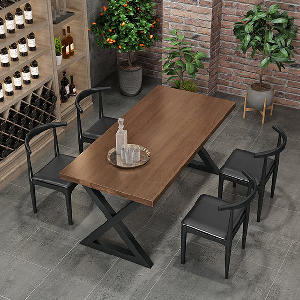 1/3/4/5 Pcs Metal Industrial Dining Set with Rectangle Table Dinette Set with Wooden Bench