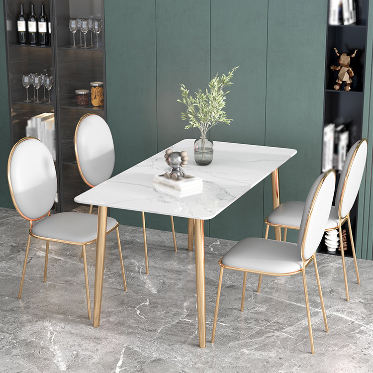 Luxury 1/2/5 Pieces Dining Set Sintered Stone Dining Table with Leather Chairs