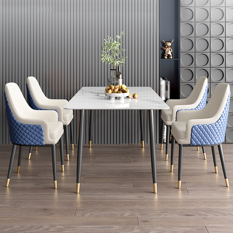 Nordic 1/2/5/7 Pieces Dining Set Sintered Stone Dining Table with Leather Chairs