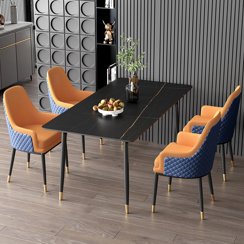 Nordic 1/2/5/7 Pieces Dining Set Sintered Stone Dining Table with Leather Chairs