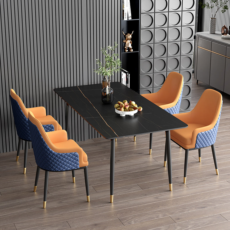 Nordic 1/2/5/7 Pieces Dining Set Sintered Stone Dining Table with Leather Chairs