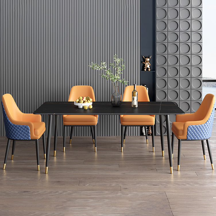 Nordic 1/2/5/7 Pieces Dining Set Sintered Stone Dining Table with Leather Chairs