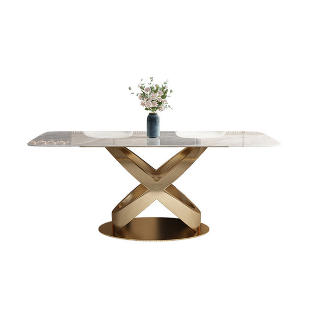 Luxury 1/2/5/6/7 Pieces Dining Set Sintered Stone Dining Table with Leather Chairs