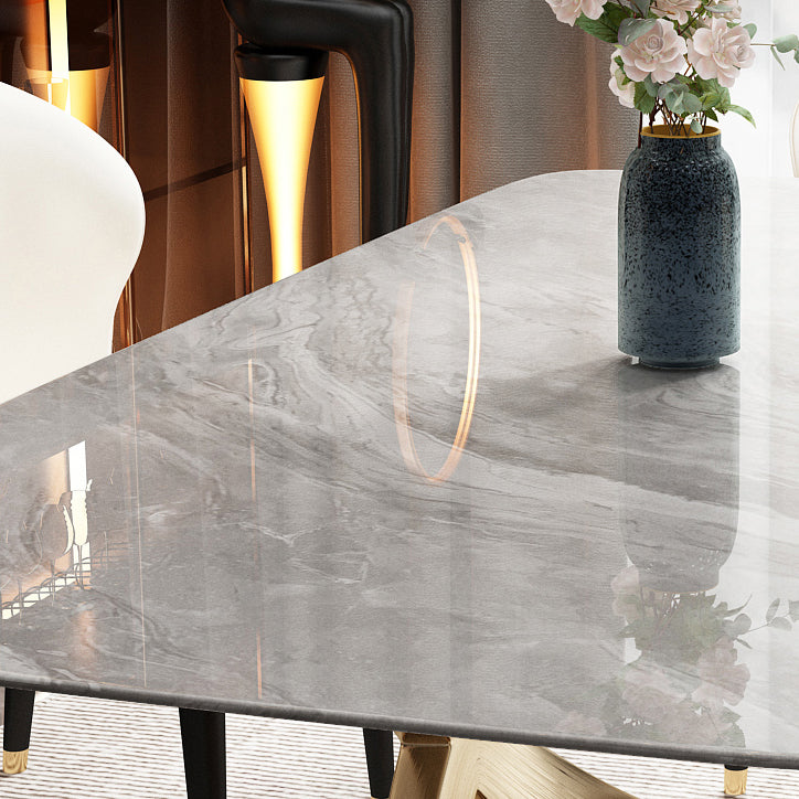 Luxury 1/2/5/6/7 Pieces Dining Set Sintered Stone Dining Table with Leather Chairs