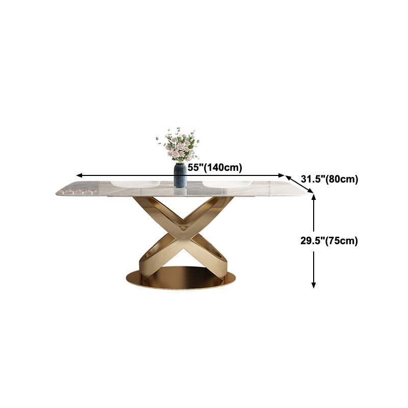 Luxury 1/2/5/6/7 Pieces Dining Set Sintered Stone Dining Table with Leather Chairs