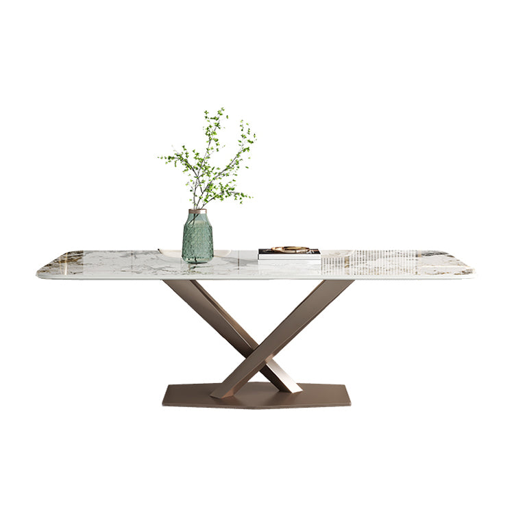 Luxury 1/4/5/7 Pieces Dining Set Sintered Stone Dining Table with Leather Chairs