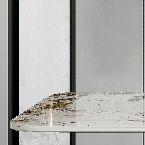 Luxury 1/4/5/7 Pieces Dining Set Sintered Stone Dining Table with Leather Chairs