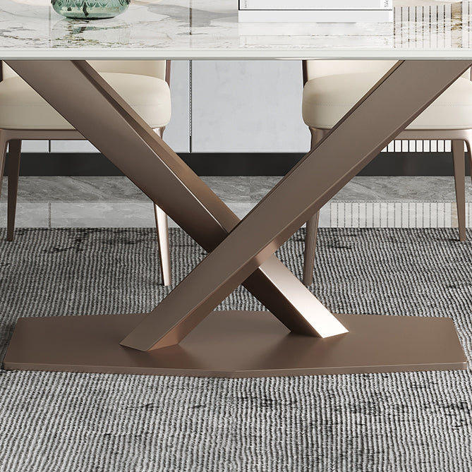 Luxury 1/4/5/7 Pieces Dining Set Sintered Stone Dining Table with Leather Chairs