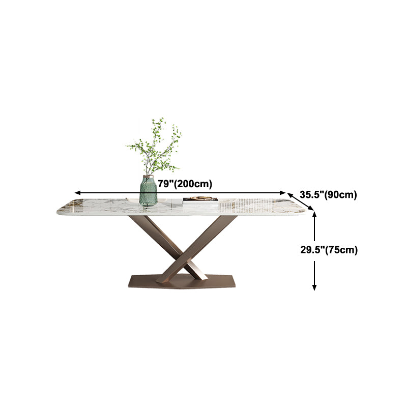 Luxury 1/4/5/7 Pieces Dining Set Sintered Stone Dining Table with Leather Chairs