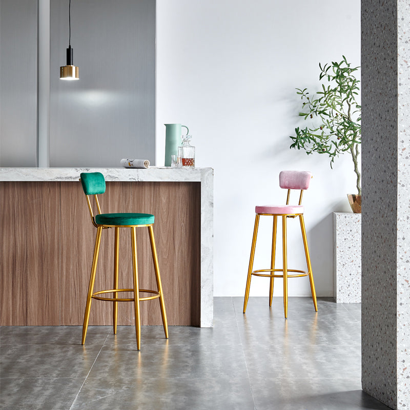 Moderne metalen barkruk met voetsteun Bistro lichte luxe barkruk