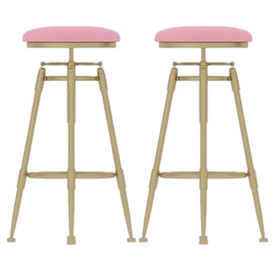 Taburete de bar redondo de terciopelo Glam, reposapiés, taburete de mostrador interior con patas de hierro dorado