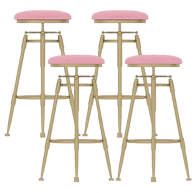 Taburete de bar redondo de terciopelo Glam, reposapiés, taburete de mostrador interior con patas de hierro dorado
