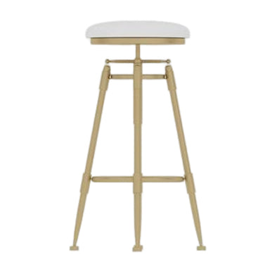 Taburete de bar redondo de terciopelo Glam, reposapiés, taburete de mostrador interior con patas de hierro dorado