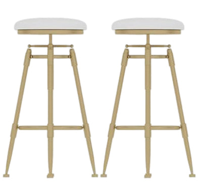 Taburete de bar redondo de terciopelo Glam, reposapiés, taburete de mostrador interior con patas de hierro dorado