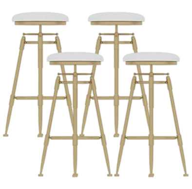Taburete de bar redondo de terciopelo Glam, reposapiés, taburete de mostrador interior con patas de hierro dorado