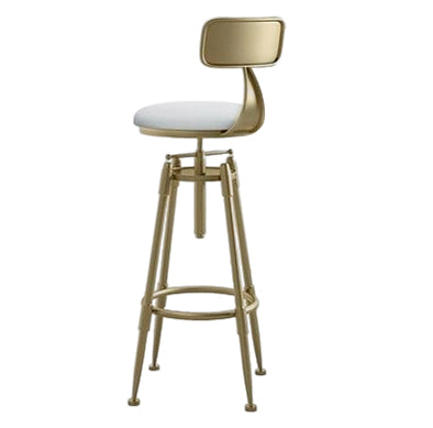 Taburete de bar redondo de terciopelo Glam, reposapiés, taburete de mostrador interior con patas de hierro dorado