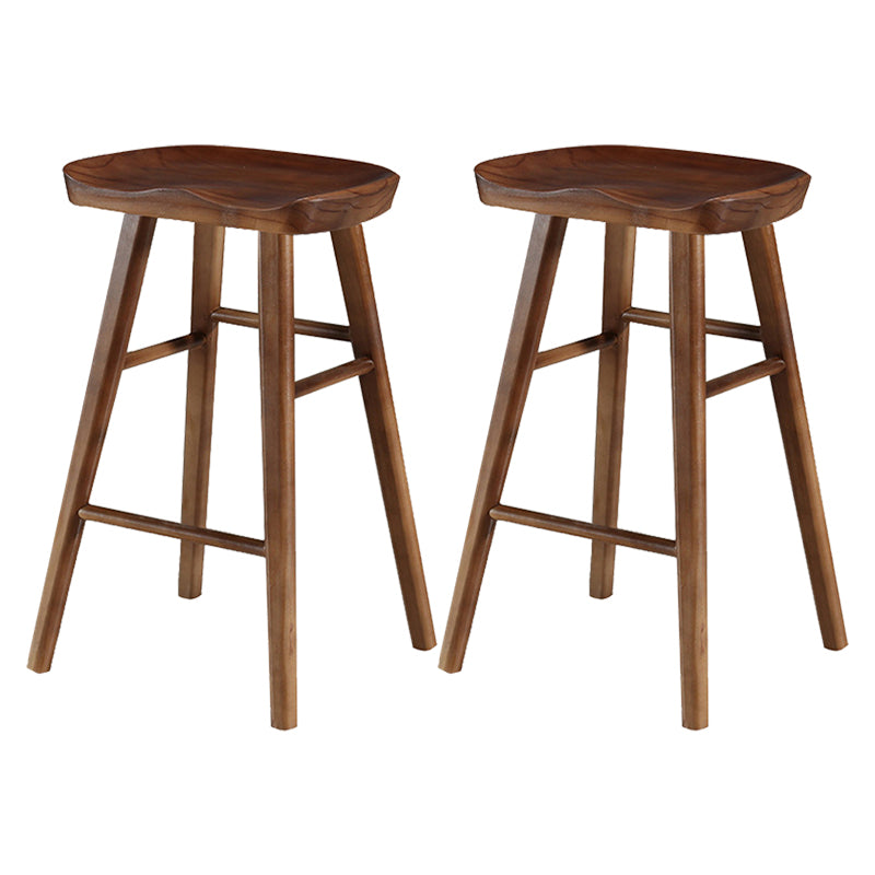 Indoor Pine Modern Bar Stool Contoured Seat Footrest Counter Stool with Wood Legs